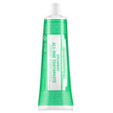 A green and white tube labeled Dr. Bronners All One Toothpaste Spearmint contains organic ingredients for dental care. It stands upright, featuring detailed usage instructions and branding text, emphasizing eco friendly virtues [5 oz]